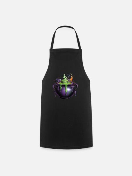 Gruseliges Halloween-Design Schauriger Hexenkessel - Kochschürze - Schwarz