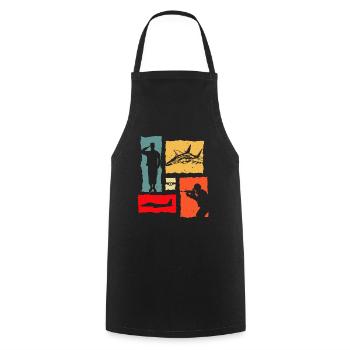 Retro Air Force - Cooking Apron - black - Front - AI Model Male 185 dark (185cm)