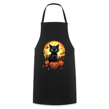 Magic Night: Cute Cat on Pumpkin Moonshine - Cooking Apron - black - Front - AI Model Male 185 dark (185cm)