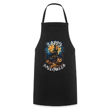 Happy Halloween with spooky pumpkin design - Cooking Apron - black - Front - AI Model Male 185 dark (185cm)