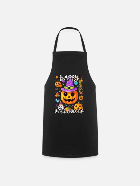 Enchanting pumpkin with witch hat for Halloween - Cooking Apron - black