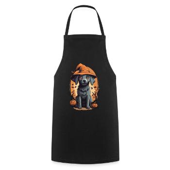 Chien d’Halloween mignon avec un chapeau de sorcière - Tablier de cuisine - noir - Devant - AI Model Male 185 dark (185cm)