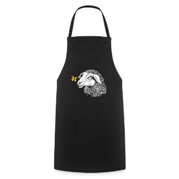 Sheep with butterfly - Cooking Apron - black - Front - AI Model Male 185 dark (185cm)