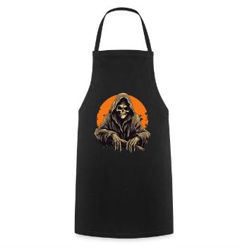 Faucheuse effrayante avec Halloween à la pleine lune - Tablier de cuisine - noir - Devant - AI Model Male 185 dark (185cm)