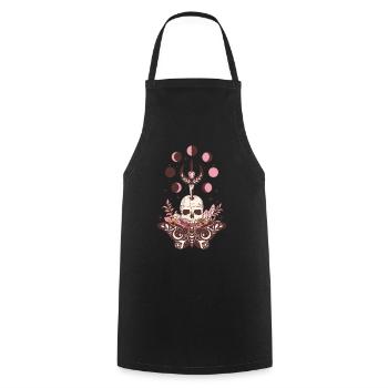 Crâne de papillon d’Halloween vintage et lune - Tablier de cuisine - noir - Devant - AI Model Male 185 dark (185cm)