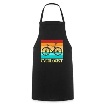 Stylish Cycologist Retro Bicycle Design MTB - Cooking Apron - black - Front - AI Model Male 185 dark (185cm)