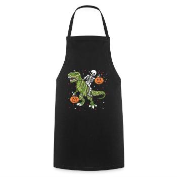 Cool Skeleton Dinosaur Funny Lazy Creepy Halloween - Cooking Apron - black - Front - AI Model Male 185 dark (185cm)