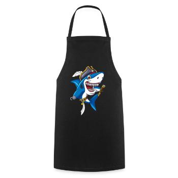 Cute Shark Pirate Decor Lazy Halloween - Cooking Apron - black - Front - AI Model Male 185 dark (185cm)