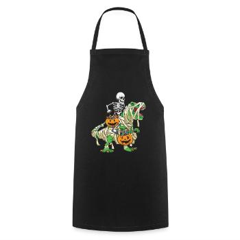 Skeleton Dinosaur Pumpkin Lazy Creepy Halloween - Cooking Apron - black - Front - AI Model Male 185 dark (185cm)
