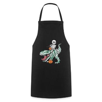 Dinosaure squelette Drôle paresseux effrayant Halloween - Tablier de cuisine - noir - Devant - AI Model Male 185 dark (185cm)
