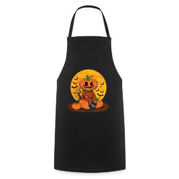Cool Pumpkin Person Creepy Halloween Pumpkin - Cooking Apron - black - Front - AI Model Male 185 dark (185cm)