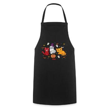 Hexenkatzen Kätzchen Lustig Faul Gruselig Halloween - Kochschürze - Schwarz - Vorne - AI Model Male 185 dark (185cm)