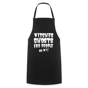 « Sorcières, fantômes et gens, oh mon Dieu » pour Halloween - Tablier de cuisine - noir - Devant - AI Model Male 185 dark (185cm)
