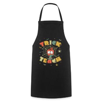 Pour les enseignants Groovy Halloween Retro Vintage Hippie - Tablier de cuisine - noir - Devant - AI Model Male 185 dark (185cm)