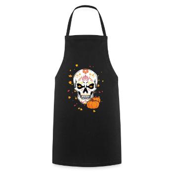 Fall Autumn Floral Muertos Day Of Dead Halloween - Cooking Apron - black - Front - AI Model Male 185 dark (185cm)