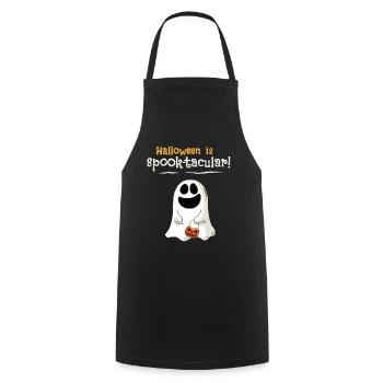 Cute ghost celebrates Happy Halloween - Cooking Apron - black - Front - AI Model Male 185 dark (185cm)