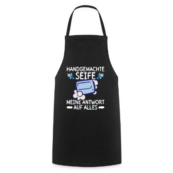 Handgemachte Seife - Meine Antwort Auf Alles - - Kochschürze - Schwarz - Vorne - AI Model Male 185 dark (185cm)