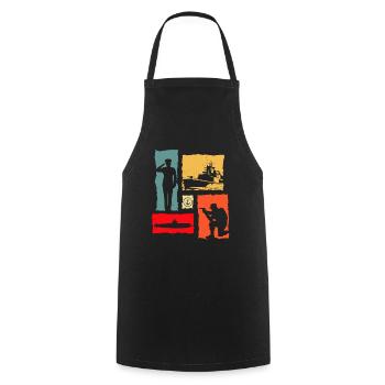 Soldat Rétro - Tablier de cuisine - noir - Devant - AI Model Male 185 dark (185cm)