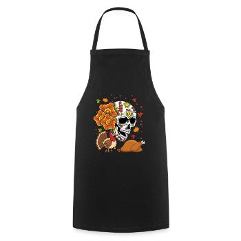 Turkey Autumn Fall Muertos Day Of Dead - Cooking Apron - black - Front - AI Model Male 185 dark (185cm)