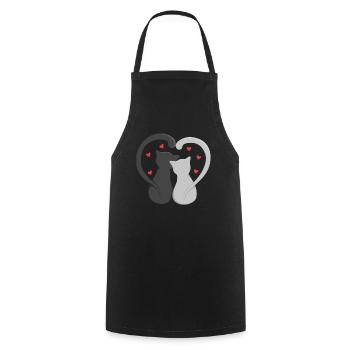 Two Cat Form Heart - Cooking Apron - black - Front - AI Model Male 185 dark (185cm)