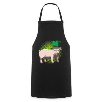 Glücksschwein St. Patricks Day - Kochschürze - Schwarz - Vorne - AI Model Male 185 dark (185cm)