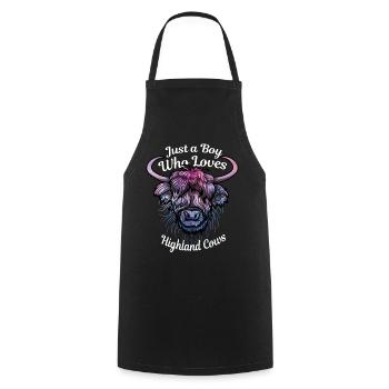 Juste un garçon qui aime les vaches des Highlands - Tablier de cuisine - noir - Devant - AI Model Male 185 dark (185cm)