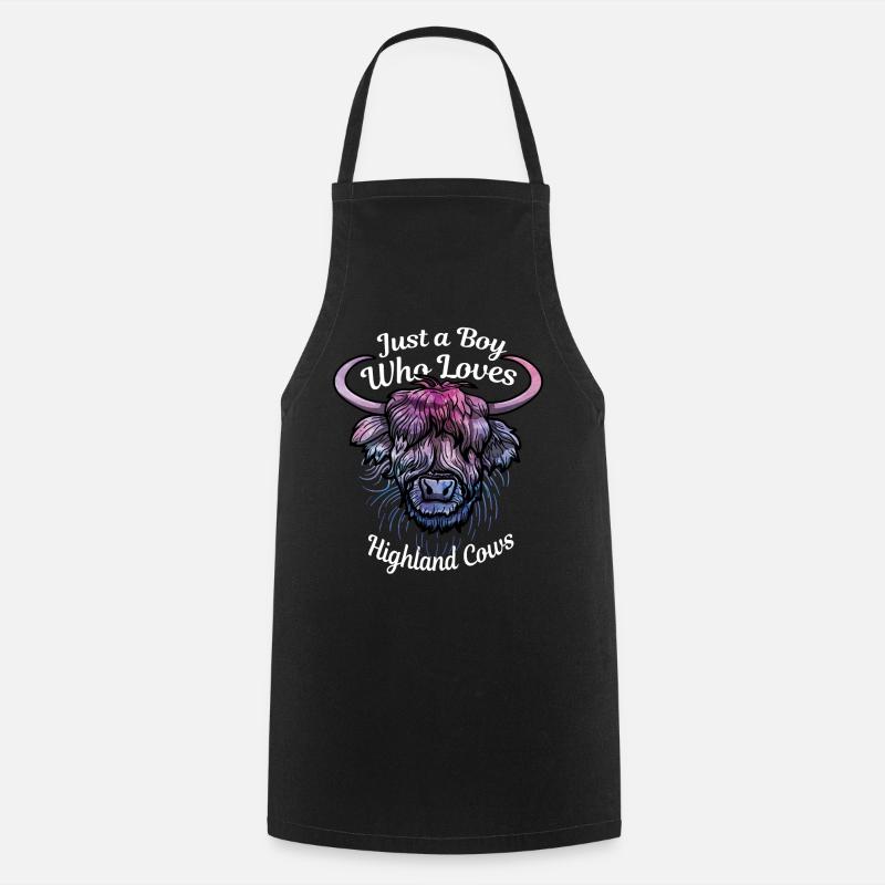 Just A Boy Who Loves Highland Cows - Cooking Apron - black