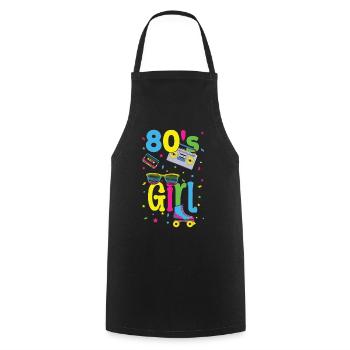 Mädchen 80er Jahre Karneval 80 Retro Party Jahr 1980 Vintage - Kochschürze - Schwarz - Vorne - AI Model Male 185 dark (185cm)
