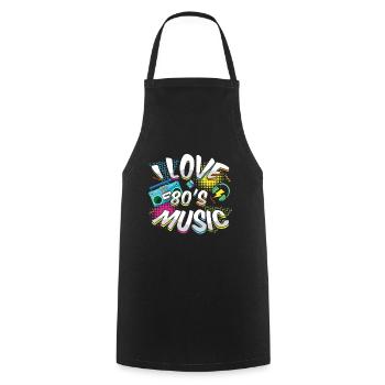 Musik 80er Jahre Karneval 80er Jahre Retro Party Jahr 1980 - Kochschürze - Schwarz - Vorne - AI Model Male 185 dark (185cm)