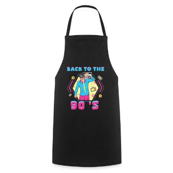 90er Jahre Musik Karneval 90 Retro Party Jahr 1990 - Kochschürze - Schwarz - Vorne - AI Model Male 185 dark (185cm)