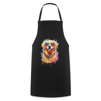 Golden Retriever Farbsplash Sonnenbrille Coolness - Kochschürze - Schwarz - Vorne - AI Model Male 185 dark (185cm)