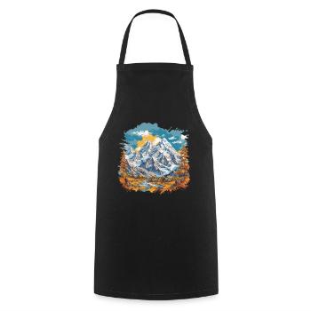 Breathtaking natural panorama Hiking & Mountains - Cooking Apron - black - Front - AI Model Male 185 dark (185cm)
