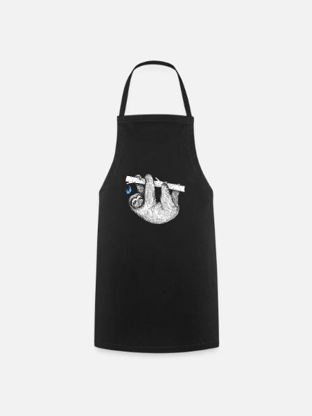Paresseux avec papillon - Tablier de cuisine - noir