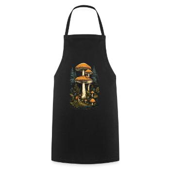 Champignons dans le style vintage champignons de forêt art cueilleurs de champignons - Tablier de cuisine - noir - Devant - AI Model Male 185 dark (185cm)