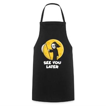 Grim reaper with scythe greets before Halloween full moon - Cooking Apron - black - Front - AI Model Male 185 dark (185cm)