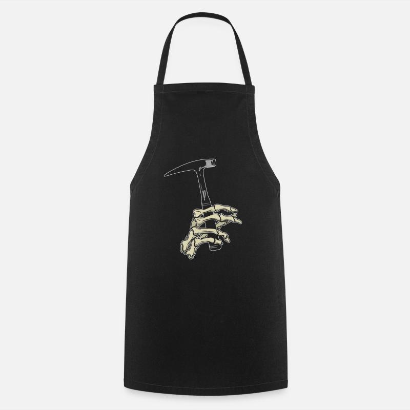 Skeleton Hand Holding Rock Hammer - Rockhounding - Cooking Apron - black