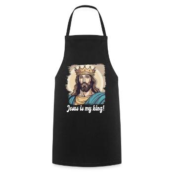 Jesus is my king Jesus Sayings - Cooking Apron - black - Front - AI Model Male 185 dark (185cm)