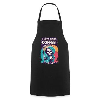 Skeleton Skull I NEED MORE COFFEE Coffee Saying - Cooking Apron - black - Front - AI Model Male 185 dark (185cm)