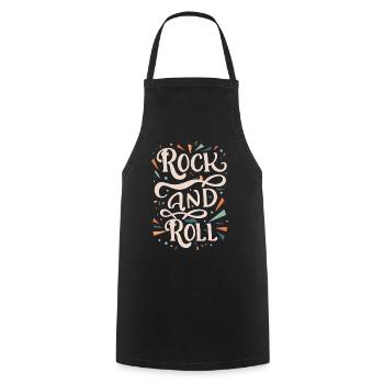 Rock And Roll Rock Statement Motto - Kochschürze - Schwarz - Vorne - AI Model Male 185 dark (185cm)