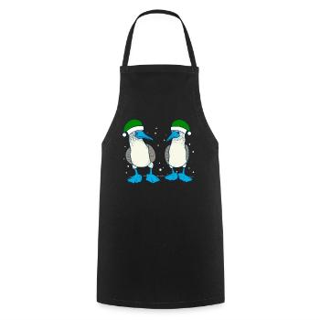 Fou à pieds bleus Chapeau de Noël vert - Tablier de cuisine - noir - Devant - AI Model Male 185 dark (185cm)