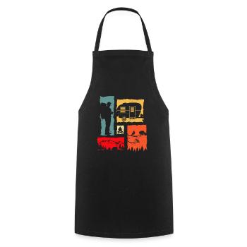 Camper Retro - Kochschürze - Schwarz - Vorne - AI Model Male 185 dark (185cm)
