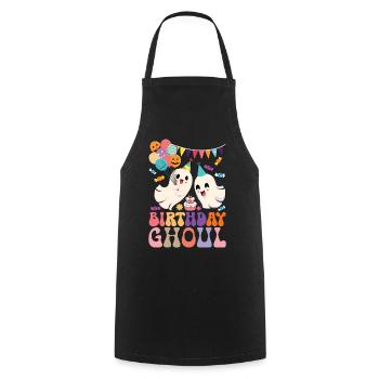 Goule d’anniversaire - Tablier de cuisine - noir - Devant - AI Model Male 185 dark (185cm)
