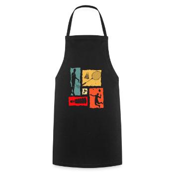 Badminton Rétro - Tablier de cuisine - noir - Devant - AI Model Male 185 dark (185cm)
