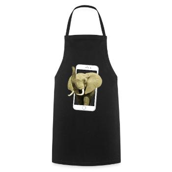Smartphone with elephant - Elephant in Africa - Cooking Apron - black - Front - AI Model Male 185 dark (185cm)