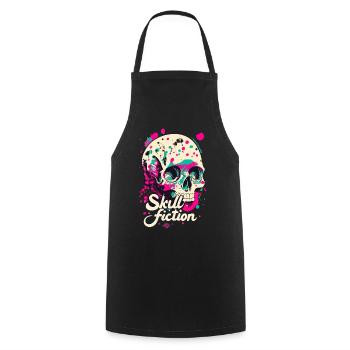 Skull Fiction Totenkopf Totenschädel - Kochschürze - Schwarz - Vorne - AI Model Male 185 dark (185cm)