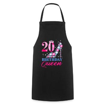 Birthday Queen 20 - Kochschürze - Schwarz - Vorne - AI Model Male 185 dark (185cm)