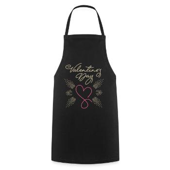 Valentinstag minimalistisch, Typografie und Herz - Kochschürze - Schwarz - Vorne - AI Model Male 185 dark (185cm)