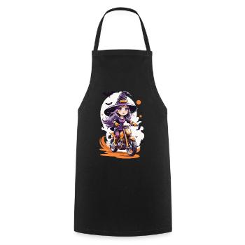 Anime Stil Motocross Hexe Halloween Biker - Kochschürze - Schwarz - Vorne - AI Model Male 185 dark (185cm)