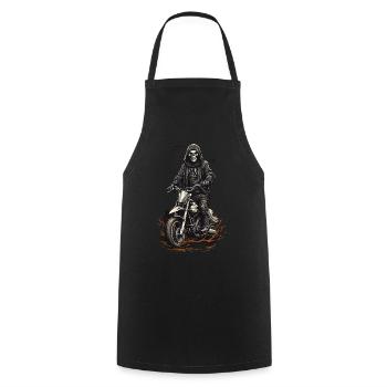 Conception de la Faucheuse de motocross d’Halloween - Tablier de cuisine - noir - Devant - AI Model Male 185 dark (185cm)
