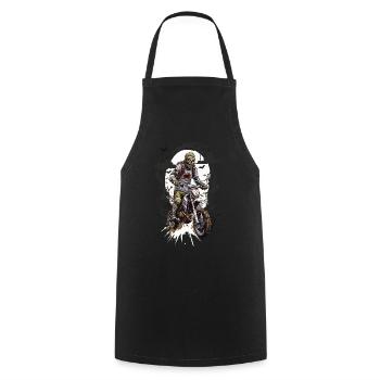 Zombie Motocross Spooky Night Biker Design - Tablier de cuisine - noir - Devant - AI Model Male 185 dark (185cm)